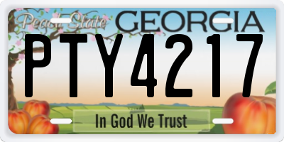 GA license plate PTY4217