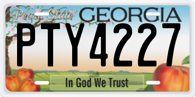GA license plate PTY4227