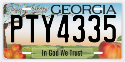 GA license plate PTY4335