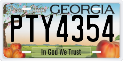 GA license plate PTY4354