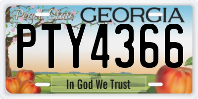 GA license plate PTY4366