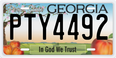 GA license plate PTY4492