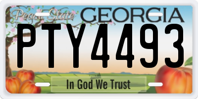 GA license plate PTY4493