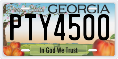 GA license plate PTY4500