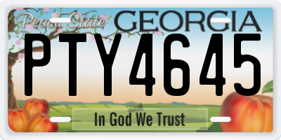 GA license plate PTY4645