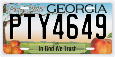 GA license plate PTY4649