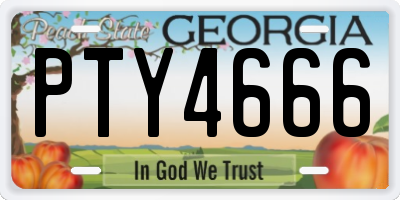GA license plate PTY4666