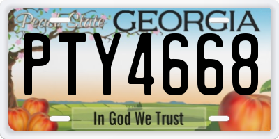 GA license plate PTY4668