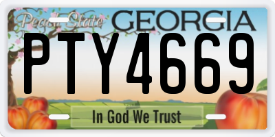 GA license plate PTY4669