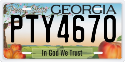 GA license plate PTY4670