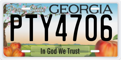 GA license plate PTY4706