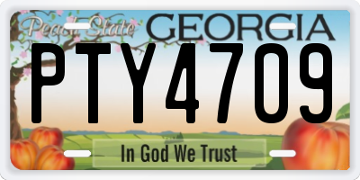 GA license plate PTY4709