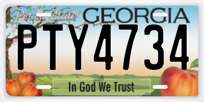 GA license plate PTY4734