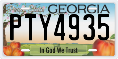 GA license plate PTY4935
