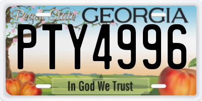 GA license plate PTY4996