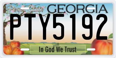 GA license plate PTY5192