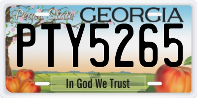 GA license plate PTY5265