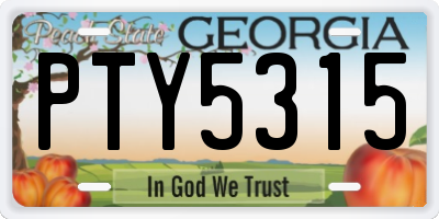 GA license plate PTY5315