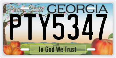 GA license plate PTY5347