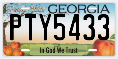 GA license plate PTY5433