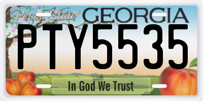 GA license plate PTY5535