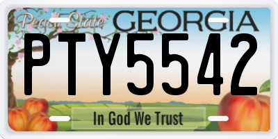 GA license plate PTY5542