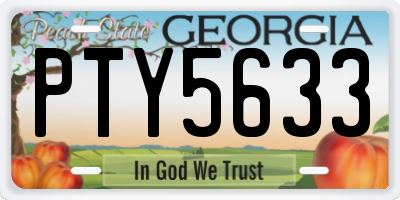 GA license plate PTY5633