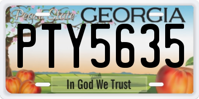 GA license plate PTY5635