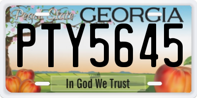 GA license plate PTY5645