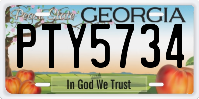 GA license plate PTY5734