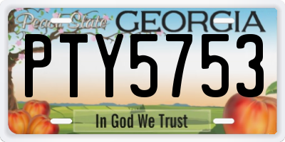 GA license plate PTY5753