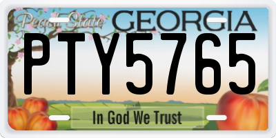 GA license plate PTY5765