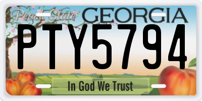GA license plate PTY5794