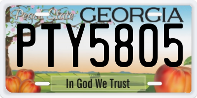 GA license plate PTY5805