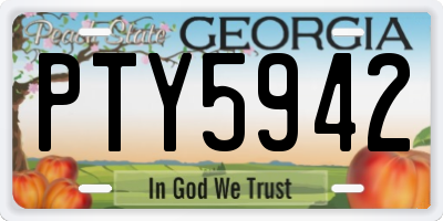 GA license plate PTY5942