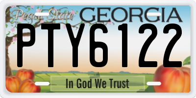 GA license plate PTY6122