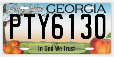 GA license plate PTY6130