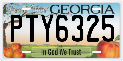 GA license plate PTY6325