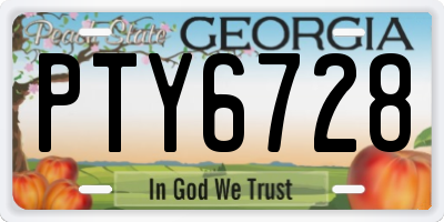 GA license plate PTY6728