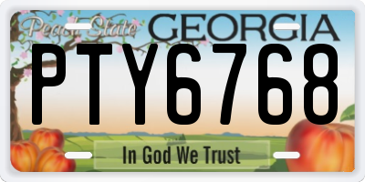 GA license plate PTY6768