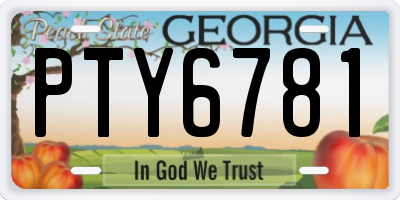 GA license plate PTY6781