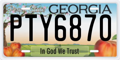 GA license plate PTY6870