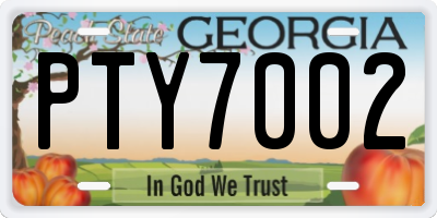 GA license plate PTY7002