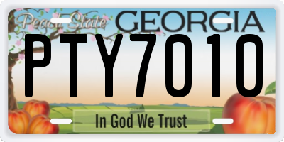 GA license plate PTY7010