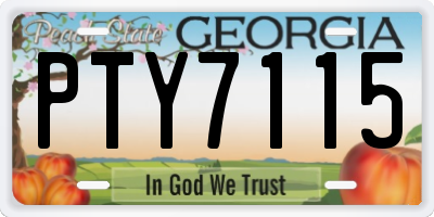 GA license plate PTY7115
