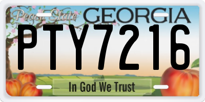 GA license plate PTY7216
