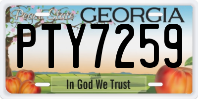 GA license plate PTY7259