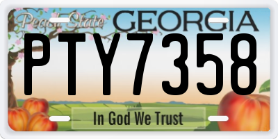 GA license plate PTY7358