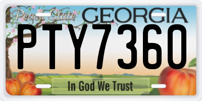GA license plate PTY7360