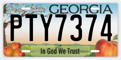 GA license plate PTY7374